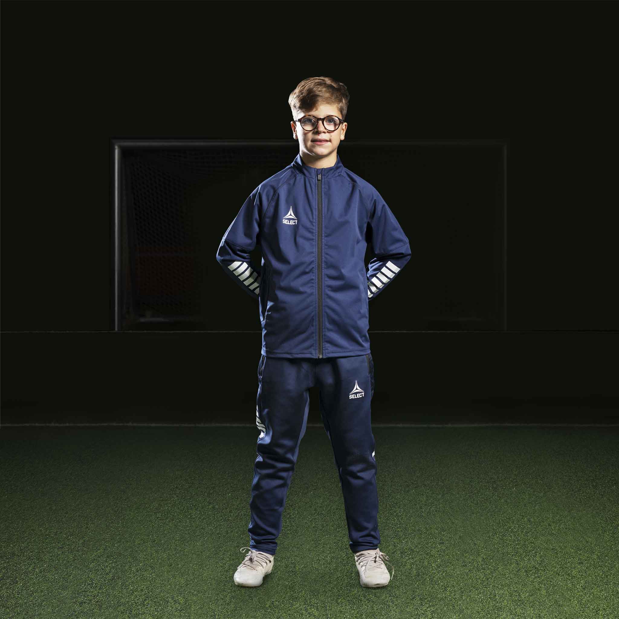 Monaco Zip træningsjakke - Børn #farve_marineblå/hvid