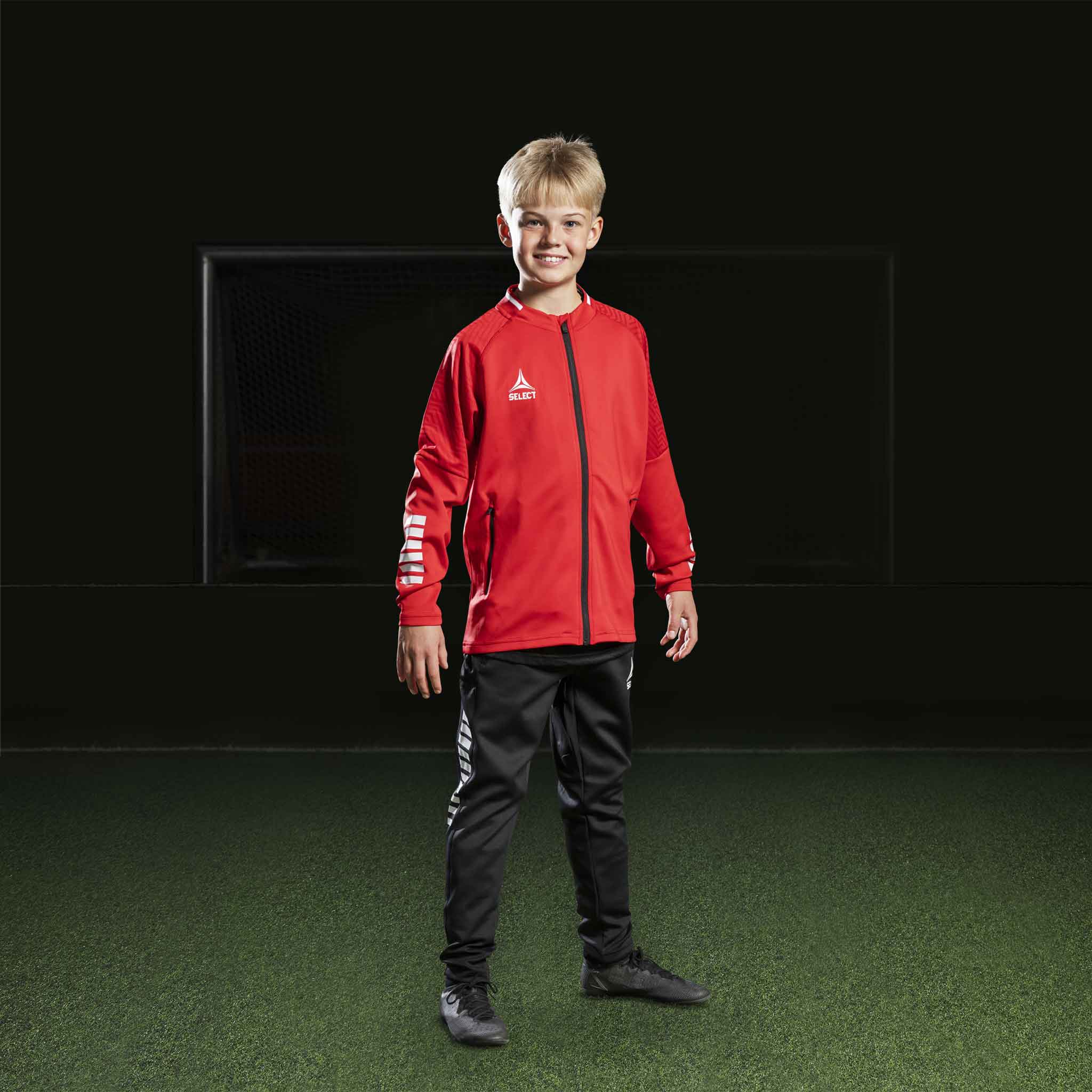 Monaco Zip træningsjakke - Børn #farve_rød/hvid