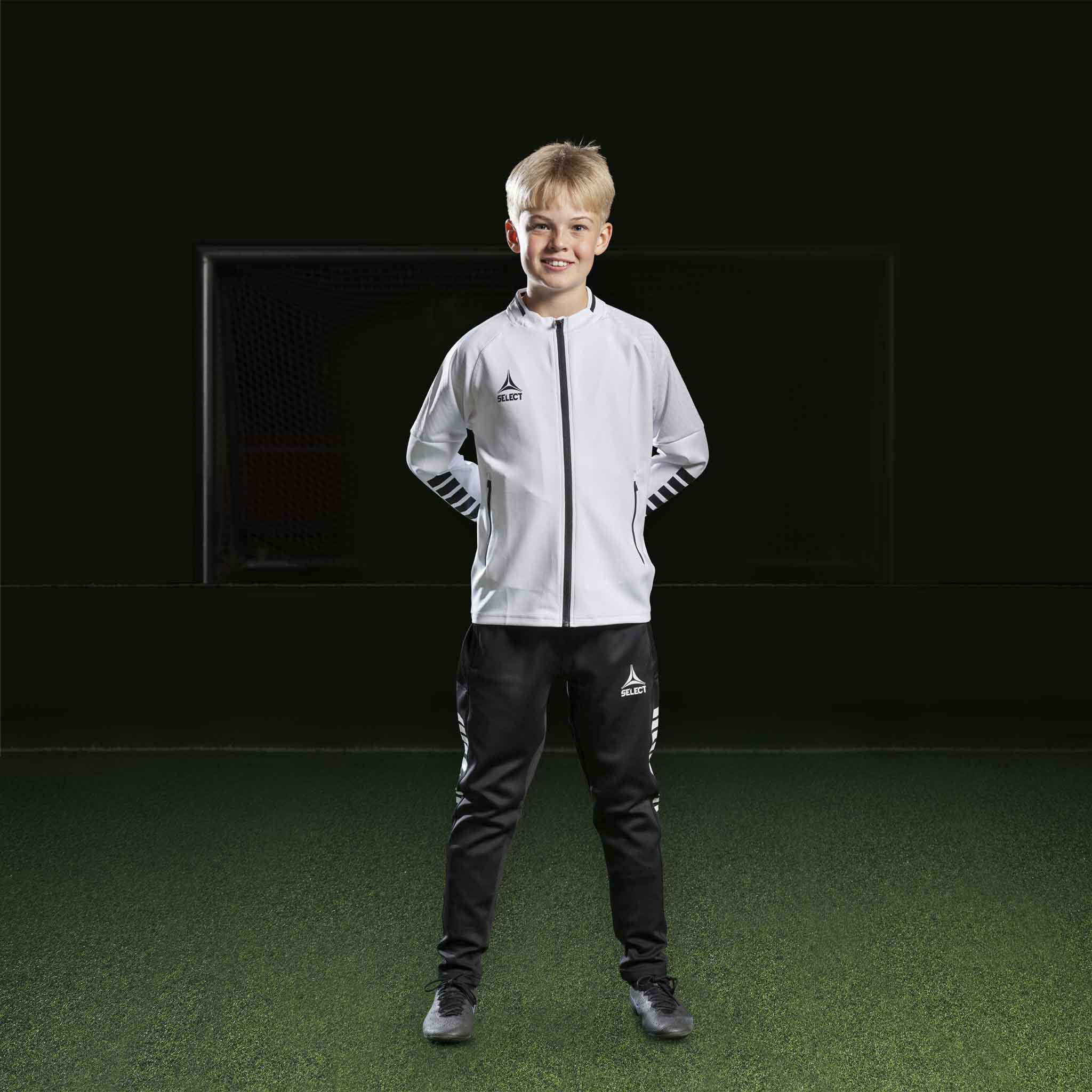Monaco Zip træningsjakke - Børn #farve_hvid/sort
