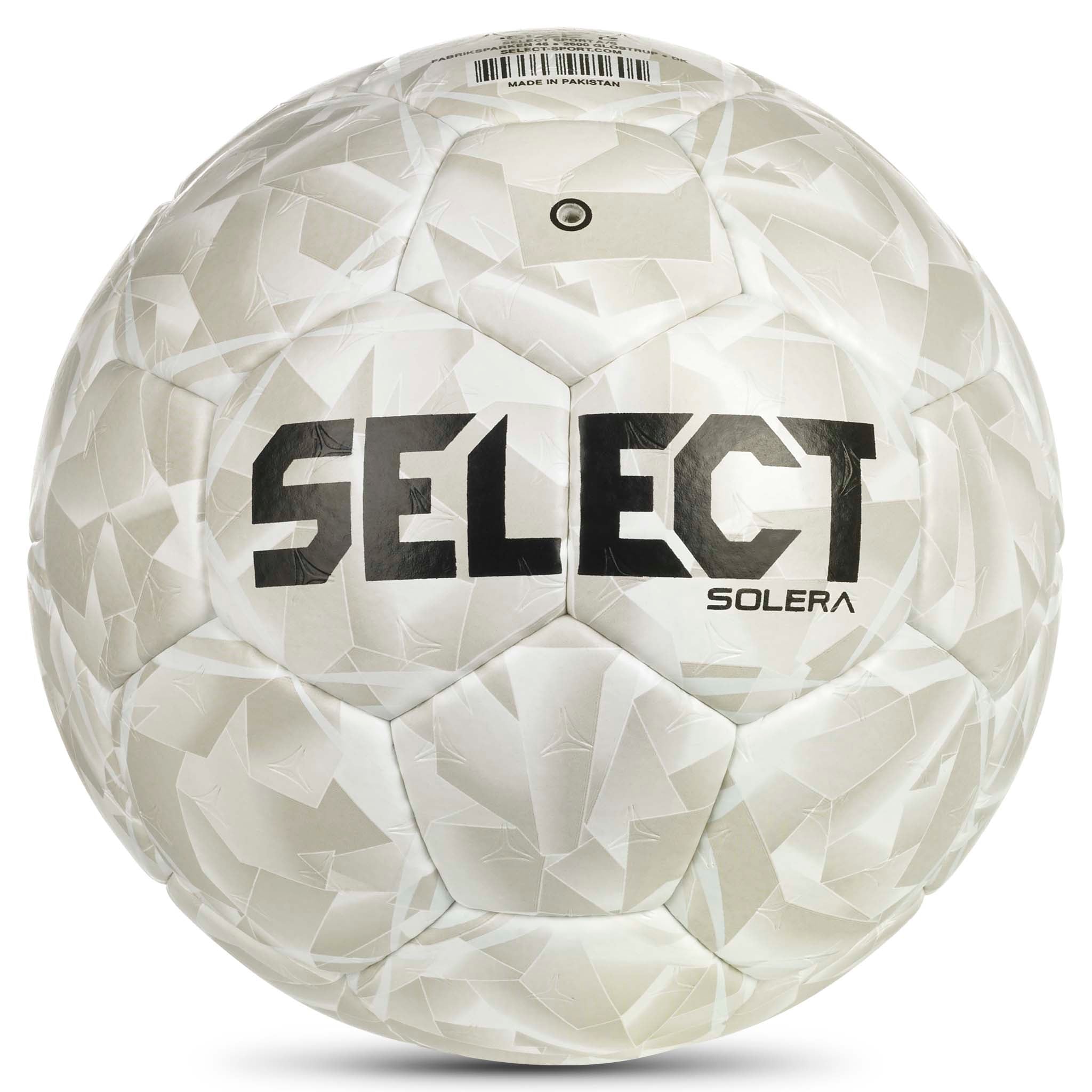 Hvid og grå Solera v26 håndbold med sort Select-logo, bagside