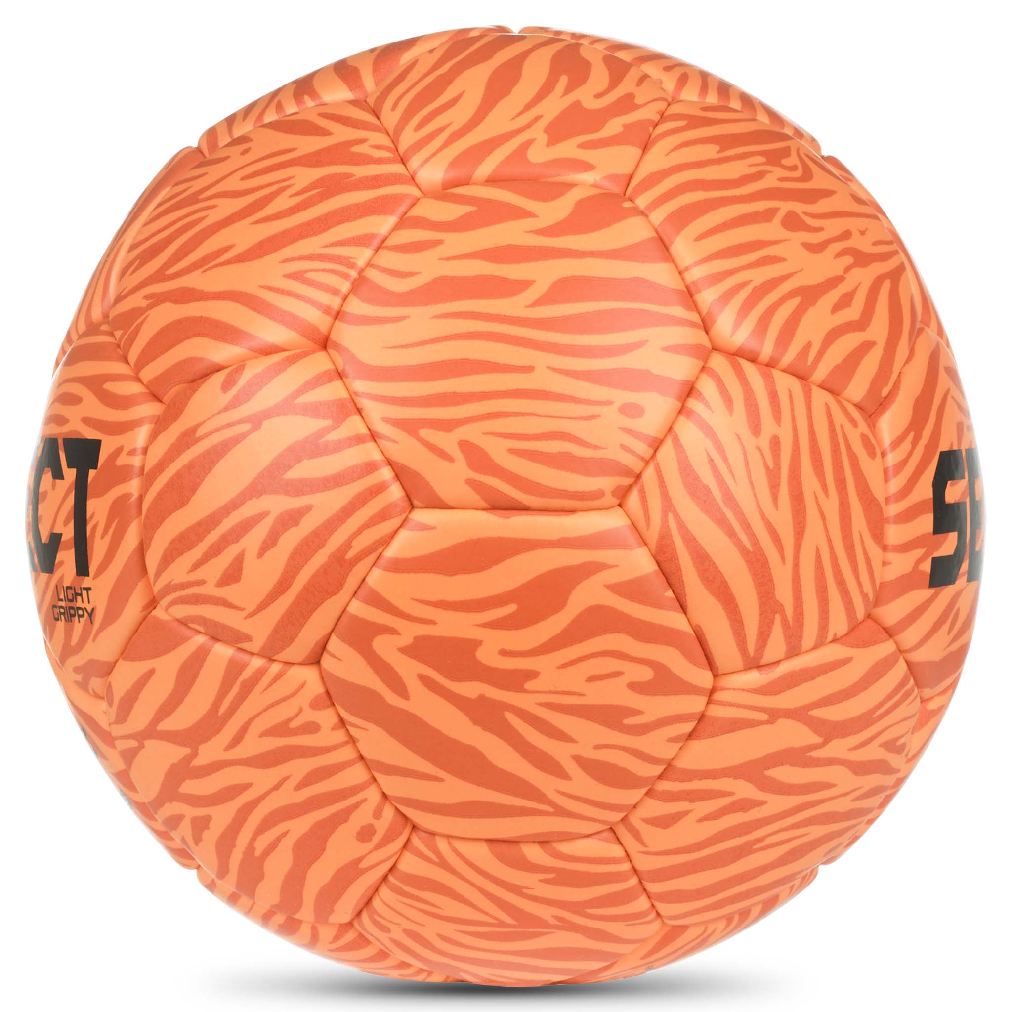 Orange Light Grippy v26 håndbold med tigerstribet mønster, set fra højre side
