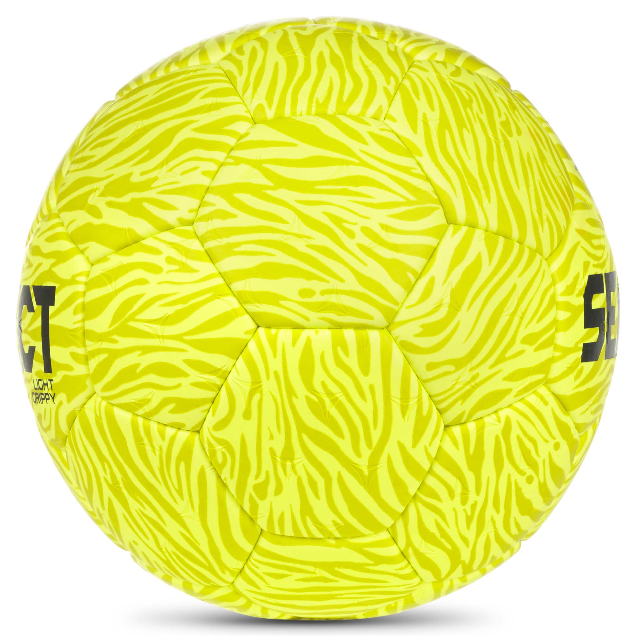 Gul Light Grippy v26 håndbold med zebramønster, set fra højre side