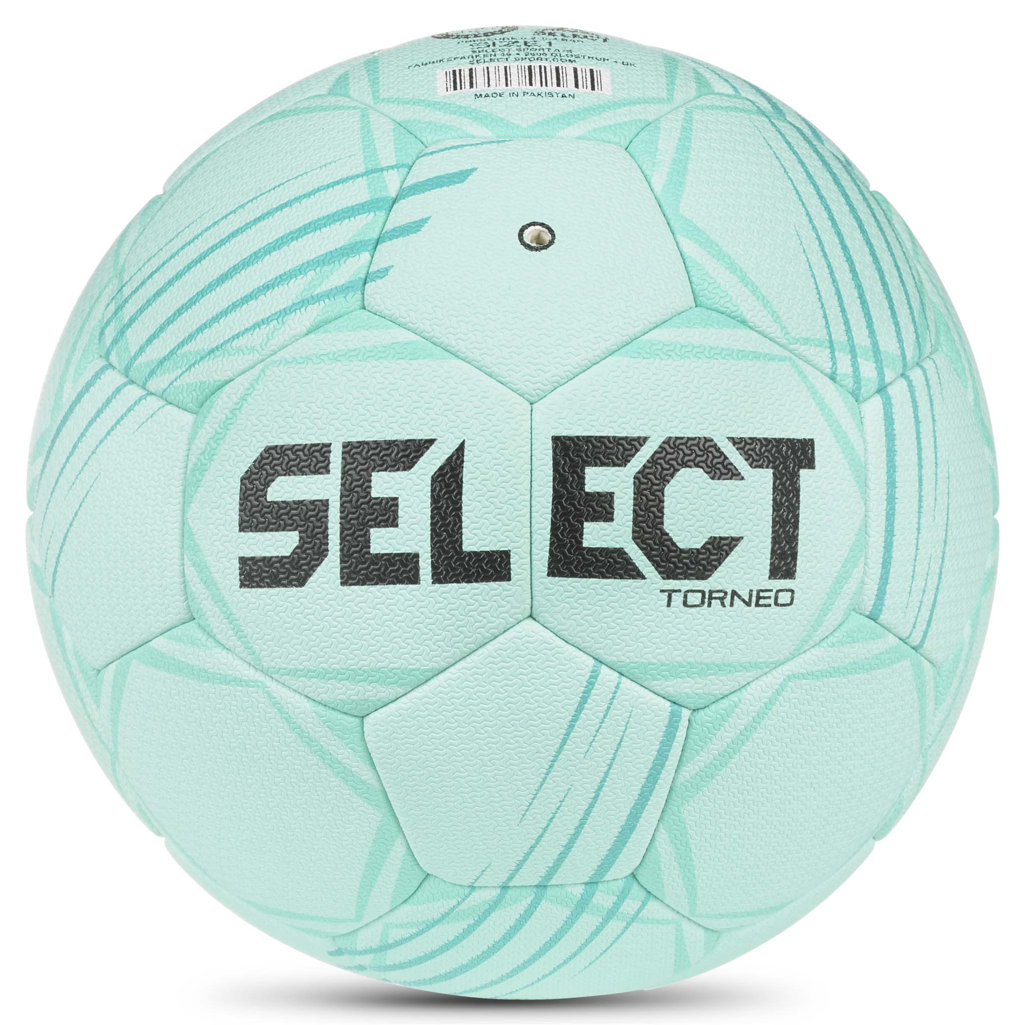 Bagside af grøn Torneo v26 håndbold med mørkegrønne panellinjer og sort Select-logo.