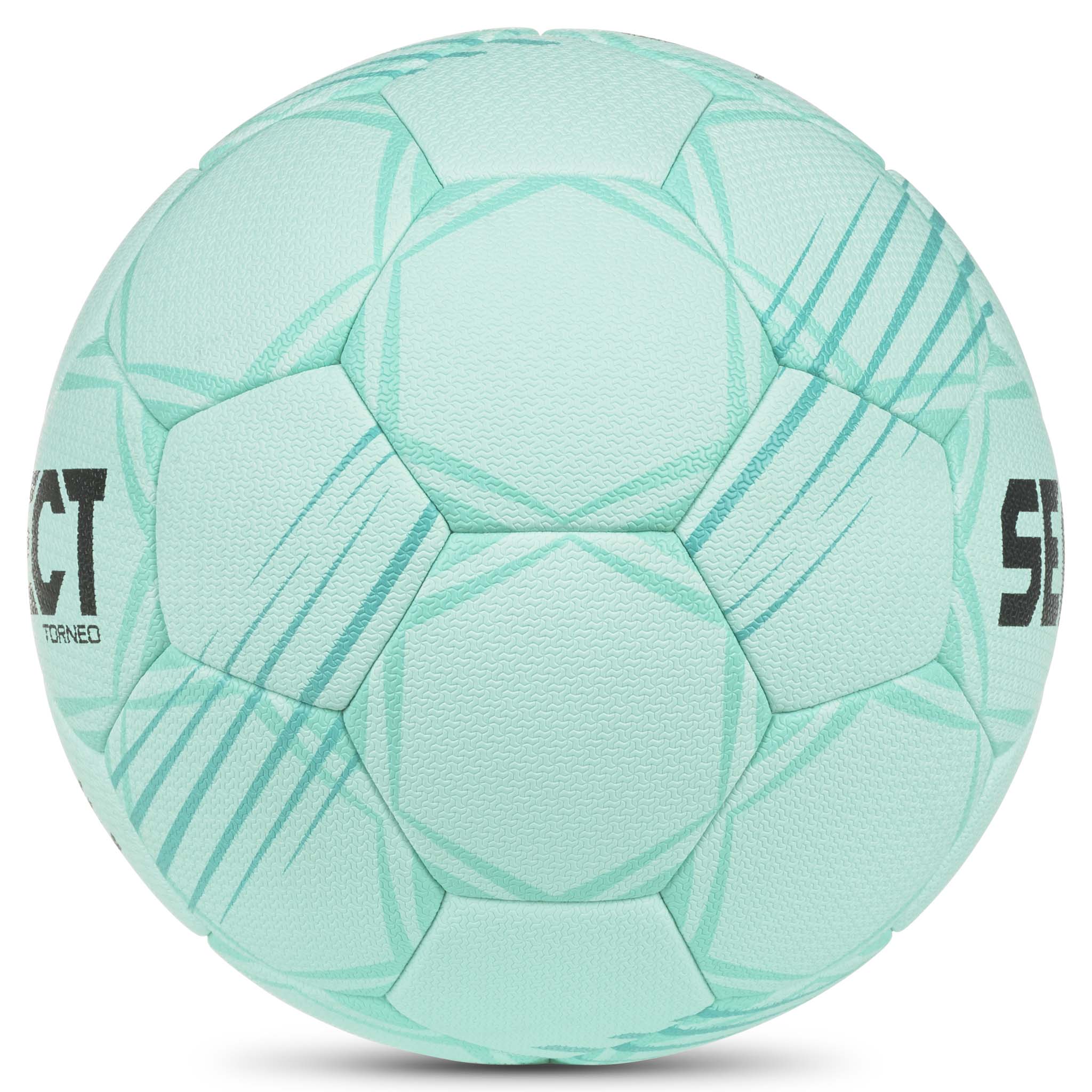Mintgrøn Torneo v26 håndbold set fra højre med teksturerede paneler og mørkegrøn branding.