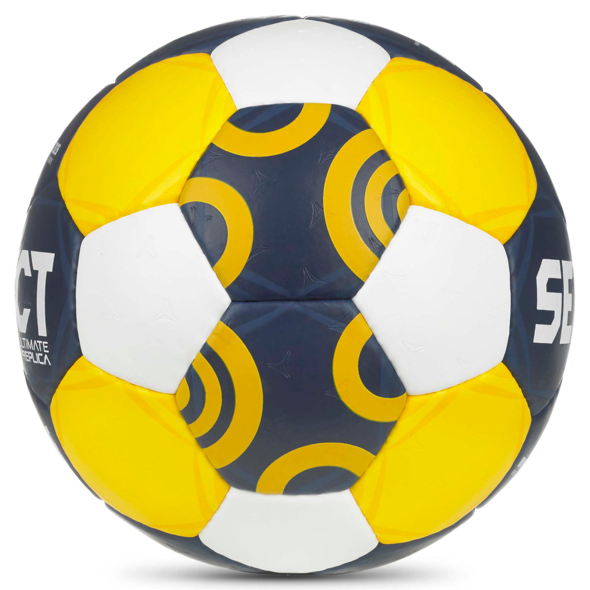 Replica EHF Euro Women v26 håndbold i marineblå, gul og hvid, set fra højre side