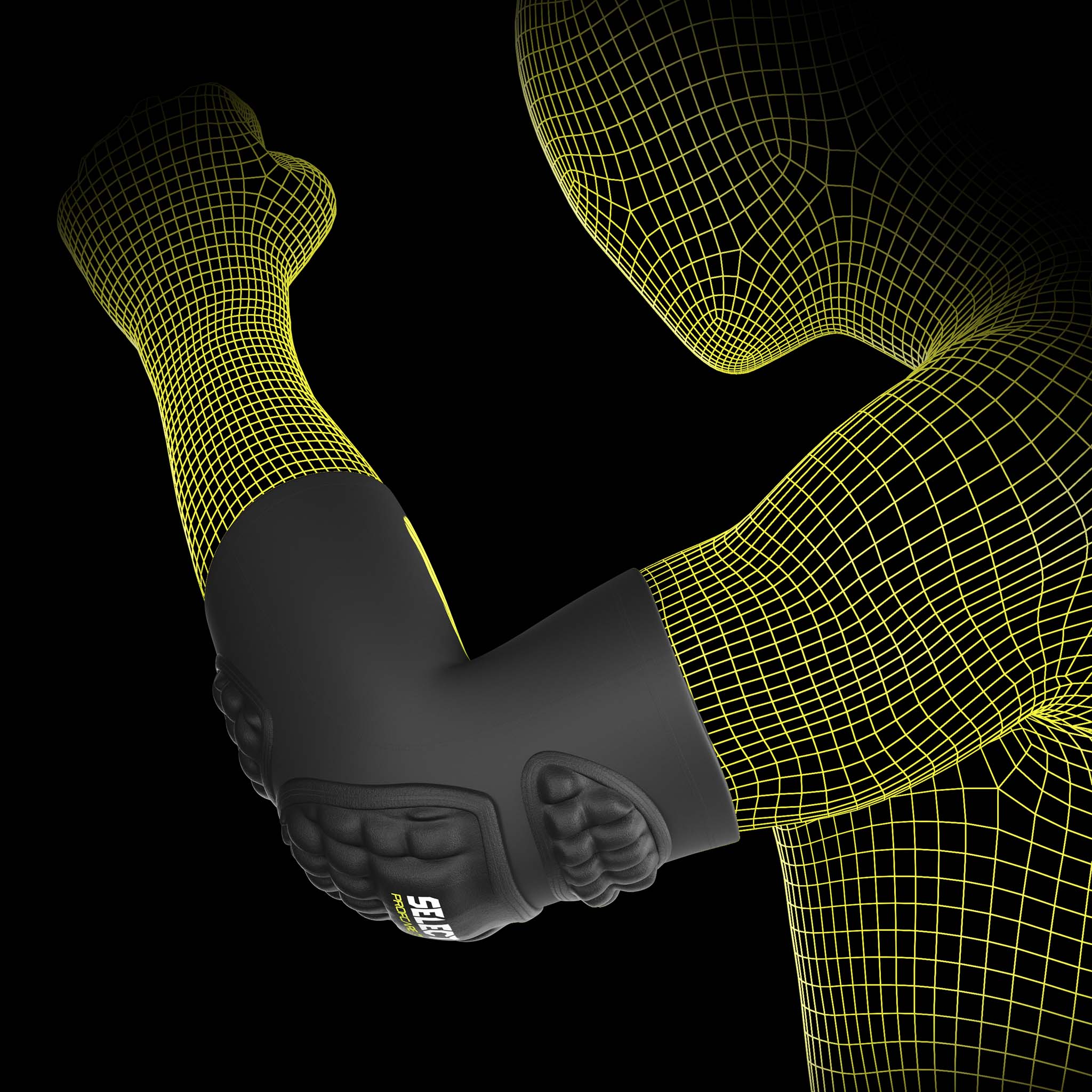 Sort Compression albuestøtte 6650, sportsstøtte, på håndboldspillermodel med polstret beskyttelse