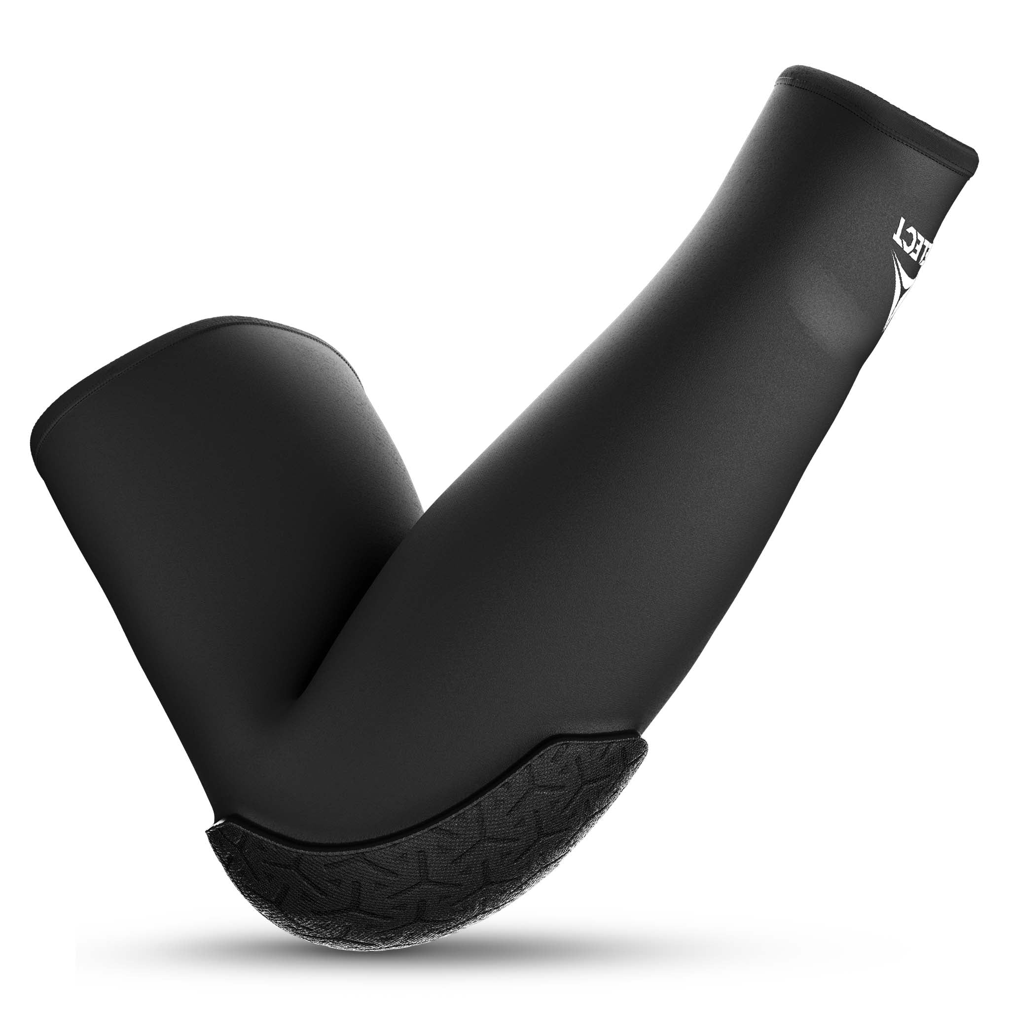 Sort Compression elbow support long 6652, sportsstøtte, bagside med struktureret polstring.